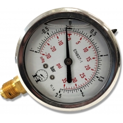 WAKUOMETR MANOMETR HYDRAULICZNY -1 do 2,5 BAR DOLNY